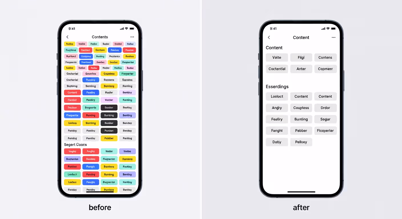 Cluttered vs clean app interface design comparison