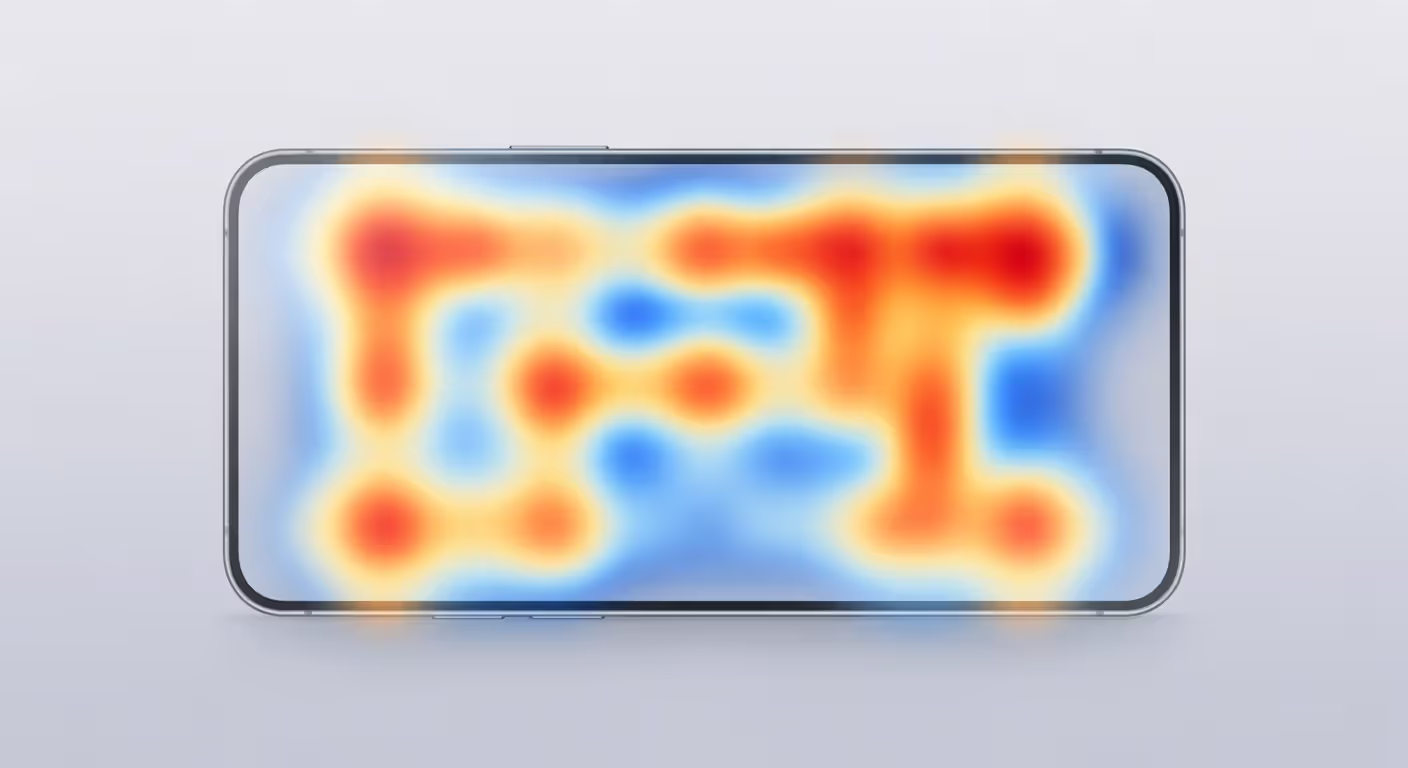 Mobile heatmap showing user interaction patterns