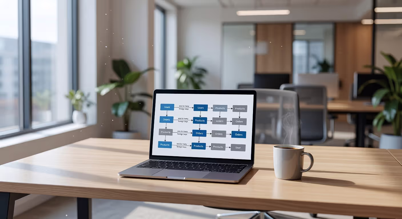 Developer working on database diagram
