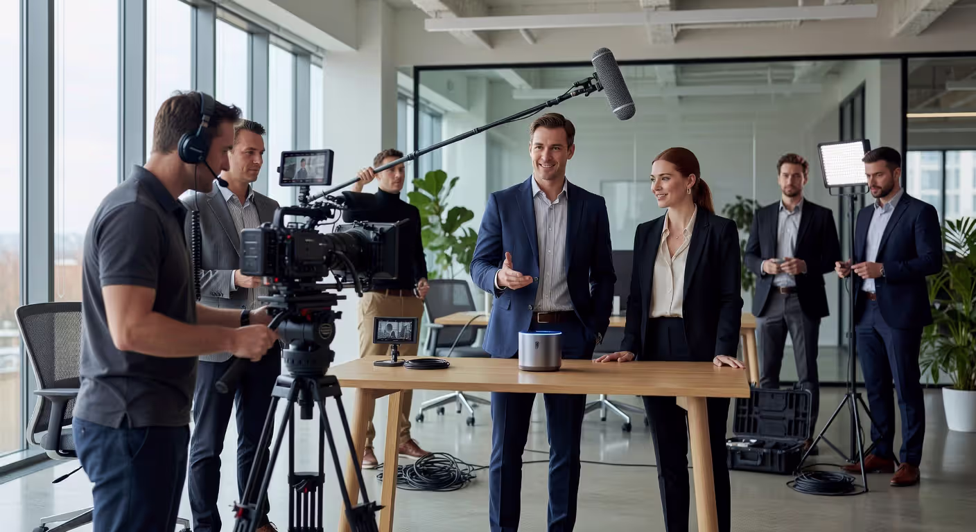 Live-action explainer video production setup