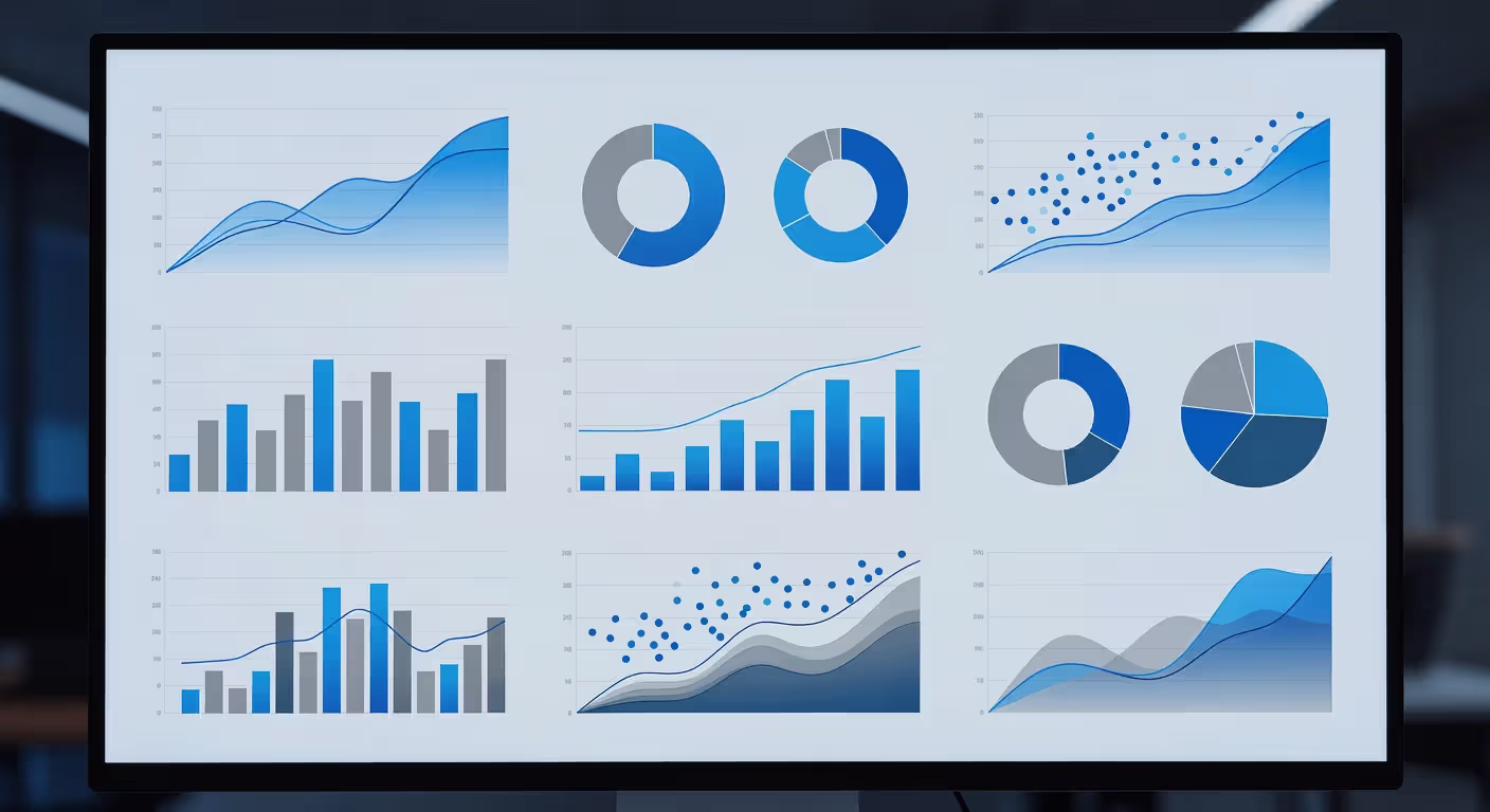 Data dashboard showing animated chart transitions