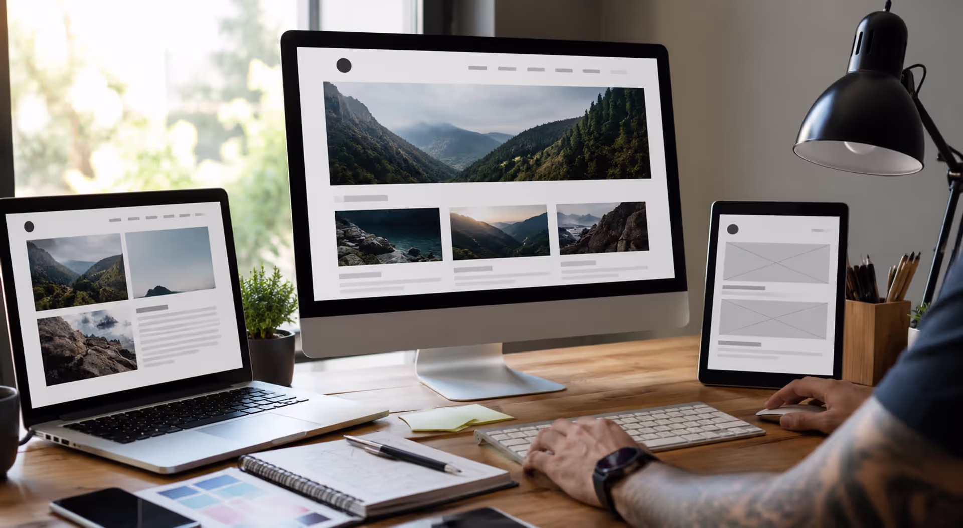 Modern Website Design Workflow Across Desktop and Mobile Devices