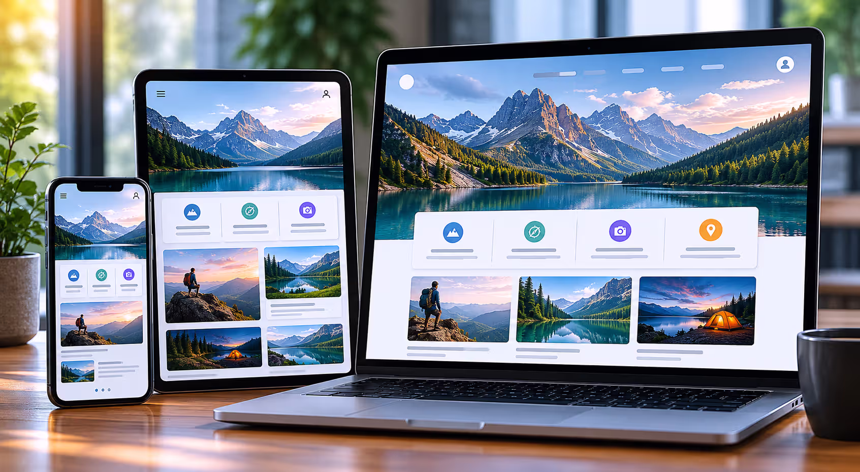 Website adapting across smartphone, tablet, and desktop screens