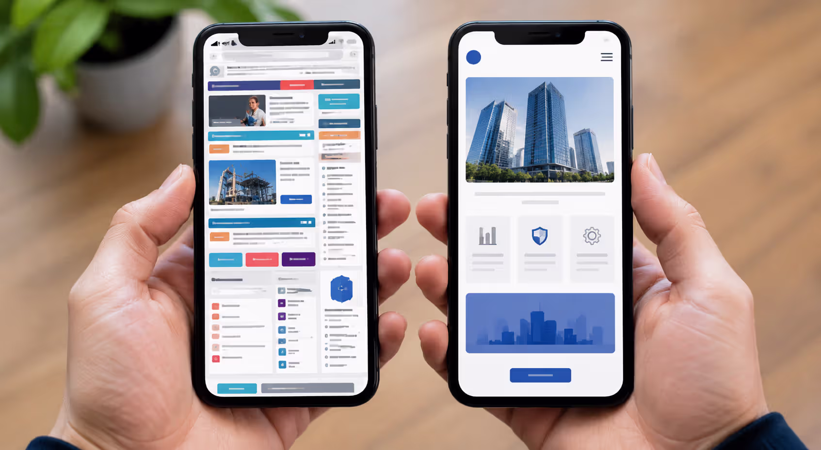 Comparison of poor versus optimized mobile website design