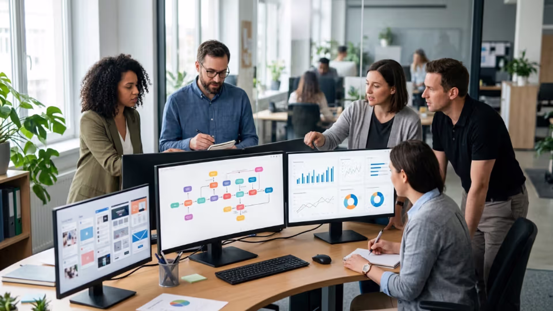 Team managing customer experiences across multiple digital channels using a DXP